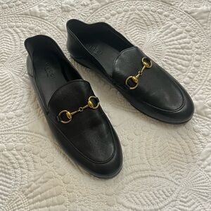 GUCCI Brixton Horsebit Loafer Flat Slip On Shoe Black Calfskin Leather Size 36